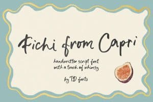Fichi from Capri handwritten script font with a whimsical style.